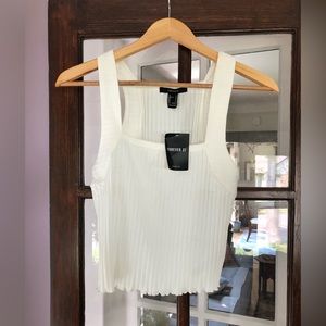 Size L Forever 21 white square neck tank top - brand new.